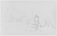 "Farmer" (from Sketchbook), Thomas Moran American, born England, Graphite on paper, American