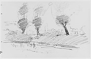 Landscape with Trees (from Sketchbook), Thomas Moran American, born England, Graphite on paper, American