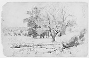 Landscape (from Bridge/ Looking Down Stream) (from Sketchbook), Thomas Moran (American (born England), Bolton, Lancashire 1837–1926 Santa Barbara, California), Graphite on paper, American
