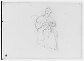 Sketchbook of Landscape and Figure Subjects, Asher Brown Durand (American, Jefferson, New Jersey 1796–1886 Maplewood, New Jersey), Drawings in graphite on off-white wove paper, bound in a green cardboard cover, American