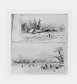 Two Winter Landscapes, Graphite on dark tan wove paper, American