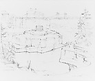 Sketchbook of Lake George, Catskill Mountains, and Hudson River Subjects, John William Casilear (American, New York 1811–1893 Saratoga Springs, New York), Drawings in graphite and pen and ink on off-white wove paper, bound in leather and cloth panels, American