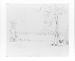 Sketchbook of Lake George, Catskill Mountains, and Hudson River Subjects, John William Casilear (American, New York 1811–1893 Saratoga Springs, New York), Drawings in graphite and pen and ink on off-white wove paper, bound in leather and cloth panels, American