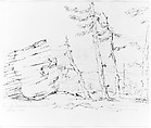 Sketchbook of Lake George, Catskill Mountains, and Hudson River Subjects, John William Casilear (American, New York 1811–1893 Saratoga Springs, New York), Drawings in graphite and pen and ink on off-white wove paper, bound in leather and cloth panels, American