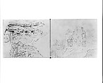 Sketchbook of Lake George, Catskill Mountains, and Hudson River Subjects, John William Casilear (American, New York 1811–1893 Saratoga Springs, New York), Drawings in graphite and pen and ink on off-white wove paper, bound in leather and cloth panels, American