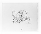Two Male Figures with a Horse (after the Parthenon Frieze?) (from Sketchbook), John Quincy Adams Ward  American, Graphite on paper, American