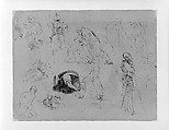 Figure Studies after Rembrandt Etchings (from Sketchbook), Thomas Sully  American, Ink, wash, on paper, American