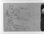Creation of Adam; Sleeping Adam, after Michaelangelo; Other Figures; Profile of Head of Man in Helmut (from Sketchbook), Thomas Sully  American, Ink, wash, on paper, American