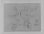 Five Half-Length Female Figures, One at a Spinet (from Sketchbook), Thomas Sully  American, Ink, wash, on paper, American