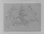 Various Figure Sketches, Including Two Battling Equestrains, Two Wrestlers (from Sketchbook), Thomas Sully American, Ink, wash, on paper, American