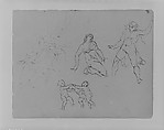 Seated, Bearded Man [Falstaff?]; Lucretia [? and ?]; Three Dancing Putti (from Sketchbook), Thomas Sully  American, Ink, wash, on paper, American