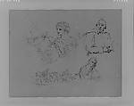 Woman Sketching; Two Women Reading; Portrait of a Man (after Van Dyke?); Half-length Female Portrait; Two Equestrian Figures Leading a Horse (from Sketchbook), Thomas Sully  American, Ink, wash, on paper, American