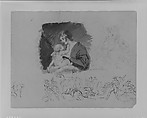 Mother and Child; Portrait of a Woman, Battlefield Scene (from Sketchbook), Thomas Sully American, Ink, wash, on paper, American