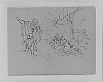 Man Gesturing, Composition Study, Woman Petting Dog (from Sketchbook), Thomas Sully  American, Ink on paper, American
