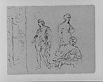 Compositional Study: Standing Draped Man, Female Figure (from Sketchbook), Thomas Sully  American, Ink on paper, American