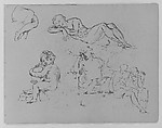 Five Figure Studies (from Sketchbook), Thomas Sully American, Ink, wash, on paper, American