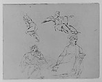 Four Figure Studies (from Sketchbook), Thomas Sully  American, Ink, wash, on paper, American