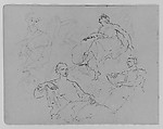 Four Figure Studies (from Sketchbook), Thomas Sully American, Ink, wash, on paper, American