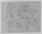 Six Figure Studies (from Sketchbook), Thomas Sully American, Ink, wash, on paper, American