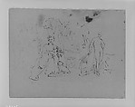 Woman with Two Children and Dog; Standing Figure (from Sketchbook), Thomas Sully  American, Ink, graphite on paper, American