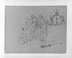 Woman Attended by Servants; Emblematic Symbol; Sceptre (from Sketchbook), Thomas Sully  American, Ink, wash, on paper, American