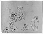 Groups of Putti; a Girl and Dog; Massacre of Innocents [?] (from Sketchbook), Thomas Sully  American, Ink, wash, on paper, American
