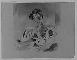 Half-length Portrait of a Woman Seated Before a Window (after Lawrence?) (from Sketchbook), Thomas Sully  American, Ink, wash, on paper, American