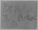 Farm Workers, Most Baling Hay; Leaning Woman, Bust Length (from Sketchbook), Thomas Sully American, Ink, wash, on paper, American