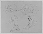 Lamentation (?); Mother and Child in Landscape; Penitent Magdalene; Seated Male at Table; Seated Female Holding a Letter (Batsheba, after Rembrandt) (from Sketchbook), Thomas Sully American, Ink, wash, on paper, American