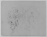 Man on Horseback with Standing Figure; Female in a Landscape (from Sketchbook), Thomas Sully  American, Ink, wash, on paper, American