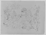 Composition with Five Figures in Natural Setting, Two Male, Three Female, with a Lyre (Ponnassus?) (from Sketchbook), Thomas Sully  American, Ink, wash, on paper, American