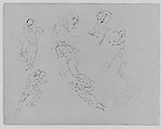 Seven Figure Studies; Portrait of a Woman (from Sketchbook), Thomas Sully  American, Ink, wash, on paper, American