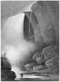 Niagara Falls—Table Rock by Moonlight, Pavel Petrovich Svinin (1787/88–1839), Watercolor, gouache, and sgraffito on white wove paper, American