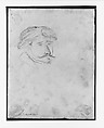 Head of a Man (from McGuire Scrapbook), Henry Brent (1811–1880), Graphite on off-white wove paper, American