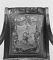 Armchair, John Banks (active 1818–after 1825), Mahogany, ash, maple, gilded wood and vert antique with French silk tapestry upholstery, American