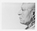 Osage Warrior, Charles Balthazar Julien Févret de Saint-Mémin (1770–1852), Watercolor and graphite on off-white wove paper, American