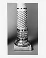 Pedestal from the drawing room of the William H. Vanderbilt House, Herter Brothers (German, active New York, 1864–1906), Egyptian alabaster, gilt brass, and reproduction red glass jewels, American