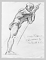 Man Holding a Staff, Possible Study for Devil in "Judgment", John Singer Sargent (American, Florence 1856–1925 London), Charcoal on paper, American