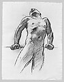 Man Standing, Head Thrown Back, John Singer Sargent (American, Florence 1856–1925 London), Charcoal on white wove paper, American