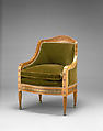 Armchair, Louis C. Tiffany (American, New York 1848–1933 New York), Prima vera, American ash (secondary wood); marquetry of various woods and brass; replacement upholstery, American