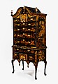 High chest of drawers, Japanned maple, japanned white pine, white pine, japanned birch; brass, American