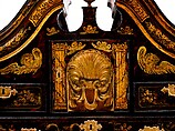 High chest of drawers, Japanned maple, japanned white pine, white pine, japanned birch; brass, American