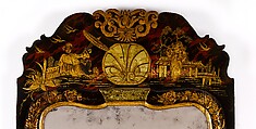 Looking glass, Japanned white pine; mirror glass, American