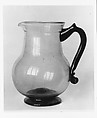 Pitcher, Free-blown colorless and amber glass, American