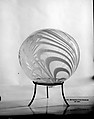 Globe, Free-blown colorless and white opaque glass, American