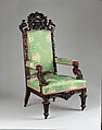 Armchair, Julius Dessoir (1801–1884), Rosewood, replacement showcovers, American
