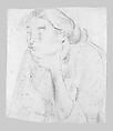 Pensive Girl, John Singer Sargent (American, Florence 1856–1925 London), Charcoal on white wove paper, American