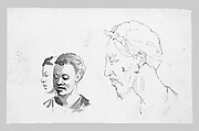 Heads, John Singer Sargent (American, Florence 1856–1925 London), Pen, ink, and graphite on light buff wove paper, American