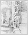 Loggia dei Lanzi, Florence, John Singer Sargent (American, Florence 1856–1925 London), Graphite on off-white wove paper, American