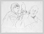 Barber Shop, John Singer Sargent (American, Florence 1856–1925 London), Graphite on off-white wove paper, American